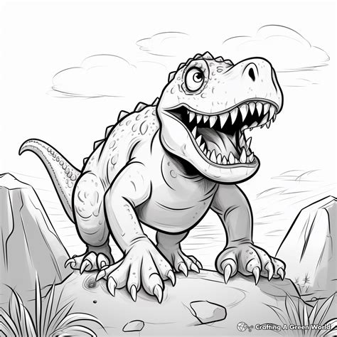 Silly & Surprising T-Rex Coloring Prompts
