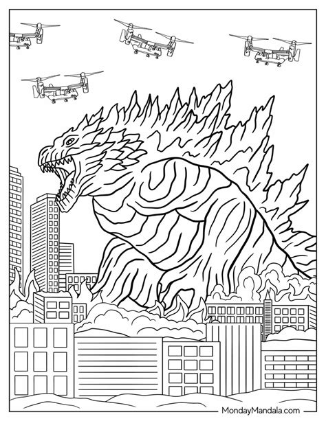 Simple Fun for Little Monsters: Beginner-Friendly Godzilla Coloring Pages Printable