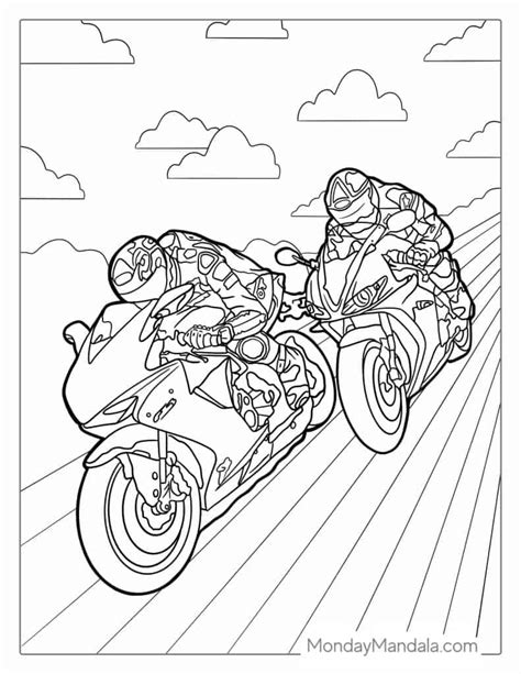 Stories in Motion: Scene-Based Motorcycle Coloring Pages