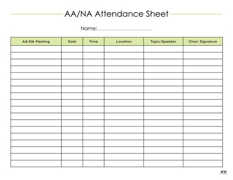 The Anatomy of a Great Printable AA Attendance Sheet