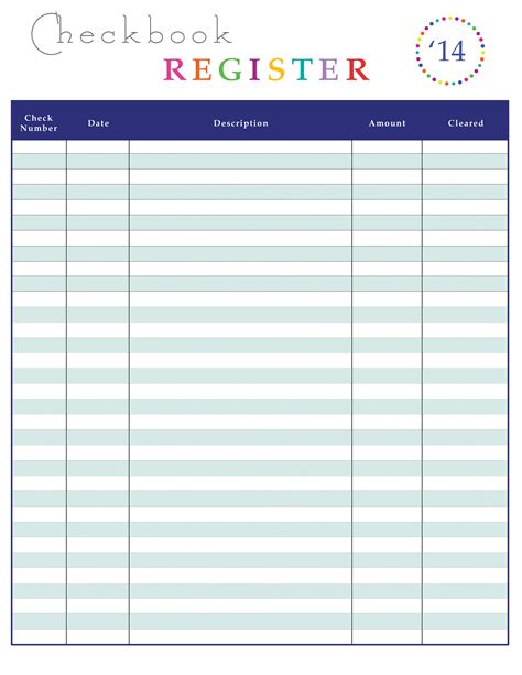 The "Back to Basics" Classic Printable Checkbook Register