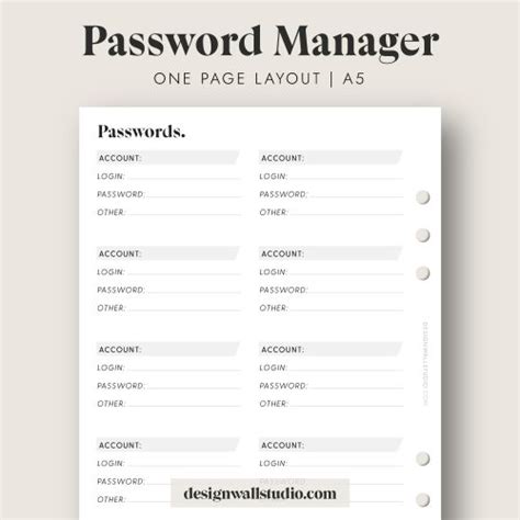π The Classic & Comprehensive Password Manager Printable