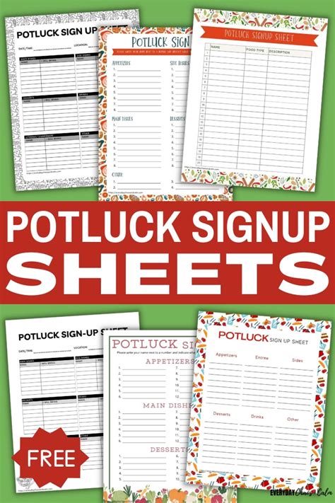 The Classic & Comprehensive Potluck Sign-Up Sheet