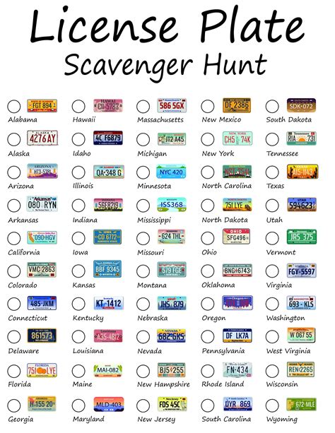 The Classic Hunt: Traditional License Plate Game Printables