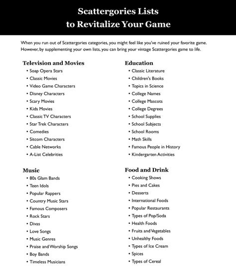 The Crowd-Pleasers: Classic & Essential Scattergories Lists