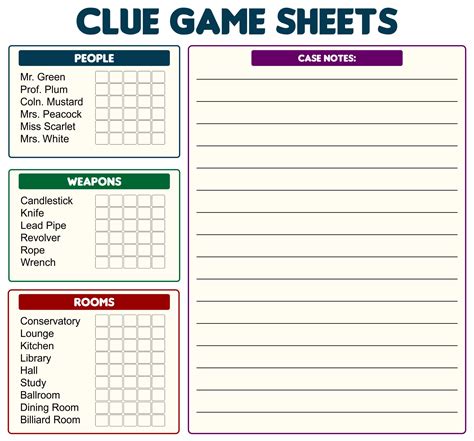The Essential Clue Game Sheet: Your Detective's Best Friend