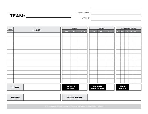 The Essentials: Beginner-Friendly & Basic Tracking Basketball Scorecard Printable