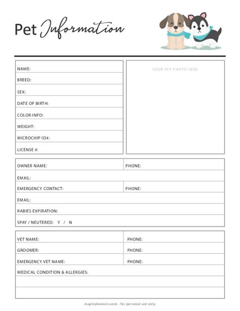 The Essentials: Core Pet Information Forms