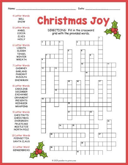 The Joy of Classic Christmas Crossword Puzzles Printable