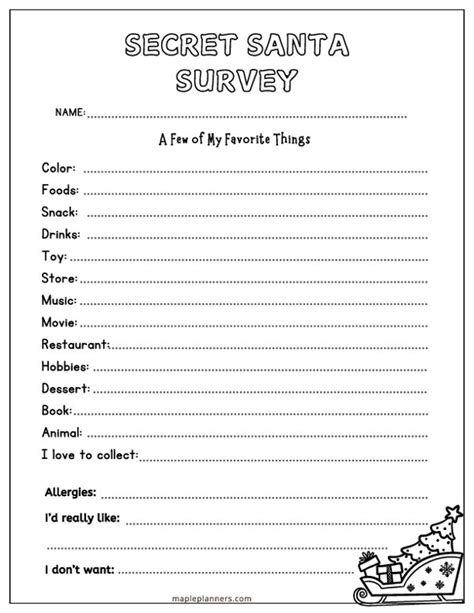 The Kids' Edition Secret Santa Form: Sparking Young Imaginations