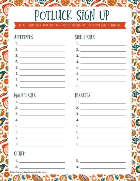 The "Office Party Pro" Potluck Sign-Up Sheet