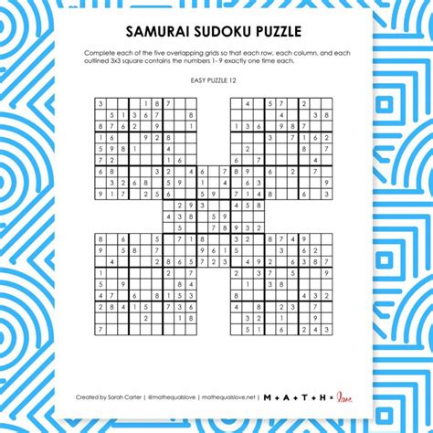 The Sensei's Scroll: Printable Samurai Sudoku with Solutions Included