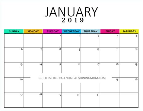 The Unexpected Utility: Niche Uses for Your Free Printable January 2019 Calendar