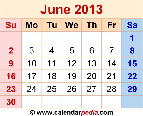 Tips for Effectively Using Your 2013 June Calendar