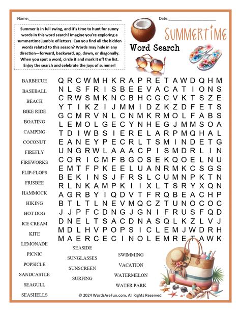Tips for Making the Most of Your Summertime Word Search Printables