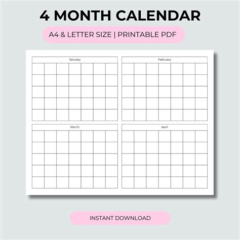 Tips for Personalizing Your 4-Month Calendar Printable