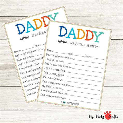 Tips for Personalizing Your 'All About My Daddy' Printable