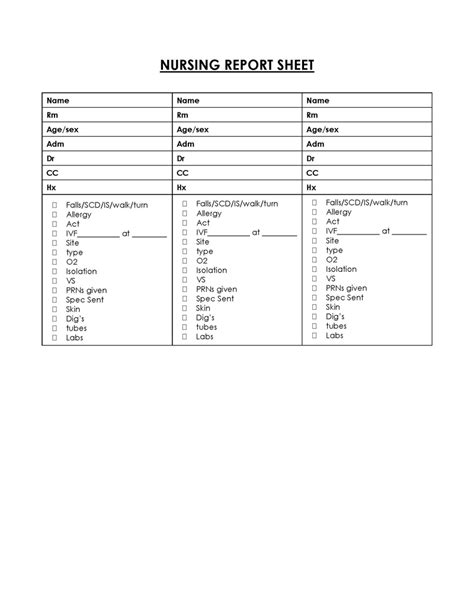 Tips for Personalizing Your Printable Nursing Report Sheets