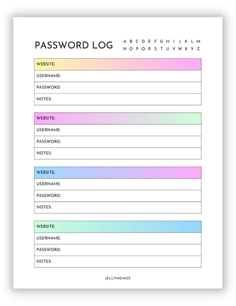 Tips for Personalizing Your Printable Password Log