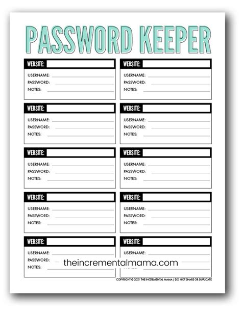 Tips for Personalizing Your Printable Password System