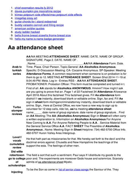 Tips for Using and Personalizing Your AA Attendance Sheet