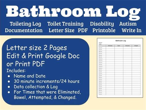 Toileting Data Sheets for Different Age Groups: From Toddlers to Adults