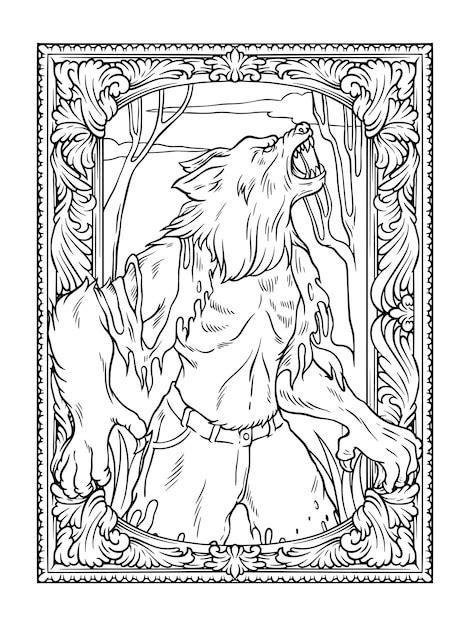 Transformations & Hybrid Forms: Dynamic & Detailed Werewolf Coloring Pages Printable