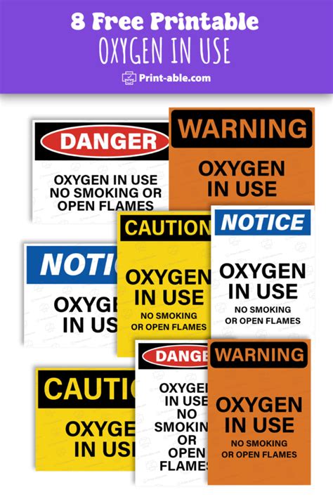 Types of "Oxygen in Use" Signs: Beyond the Basic Printable