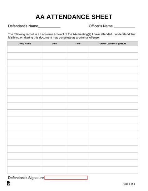 Understanding the Different Needs for an AA Attendance Sheet