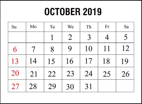 Utilizing Your October 2019 Calendar for Historical Record-Keeping
