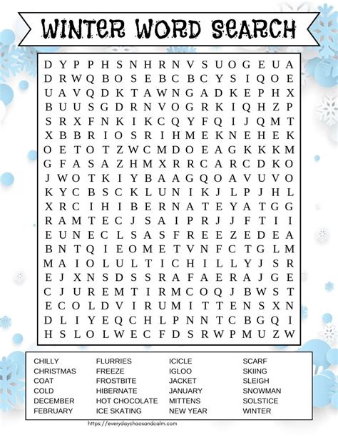 Your Go-To Categories for Winter Word Search Puzzles Printable