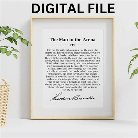 Your Personal Arena: Integrating the Quote into Daily Life with "The Man in the Arena" Printable