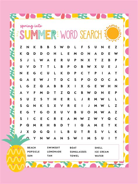 Your Ultimate Gateway to Summer Fun: Why Free Printable Word Searches are a Must-Have